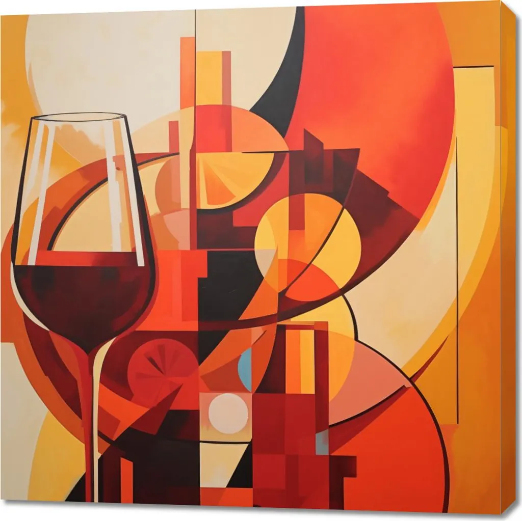 Tableau Déco 90x90 pour Cuisine et Cave - Ambiance Nocturne Verre de Vin