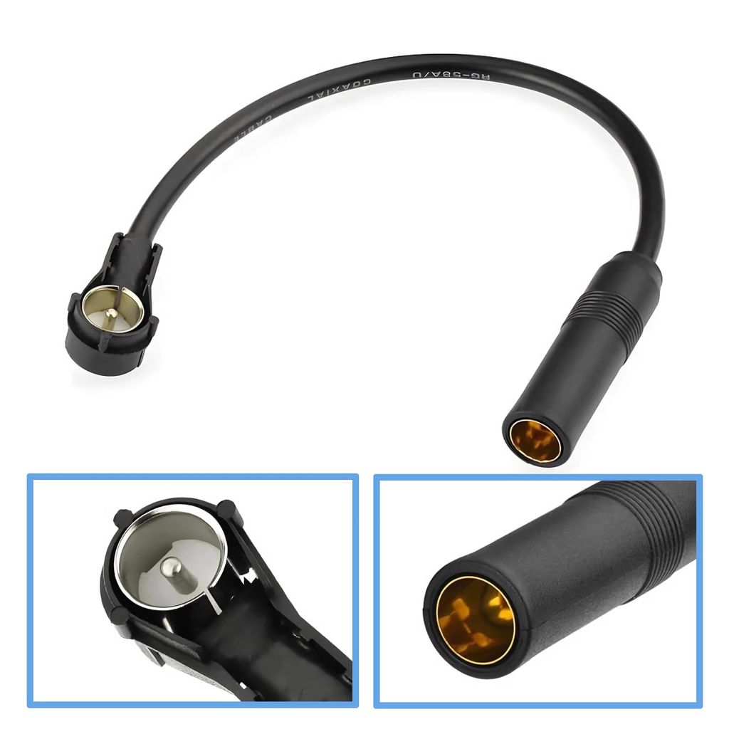 E38 Antennen Verlängerung Auto Radio Kabel Adapter ISO DIN 150 OHM Winkel 30cm