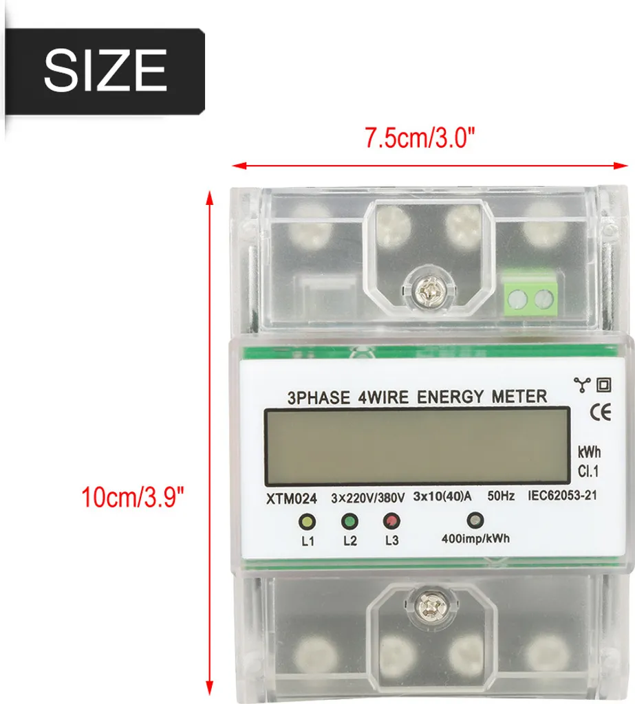 Sous-compteur électrique digital triphasé pour tableau électrique 40A - 3