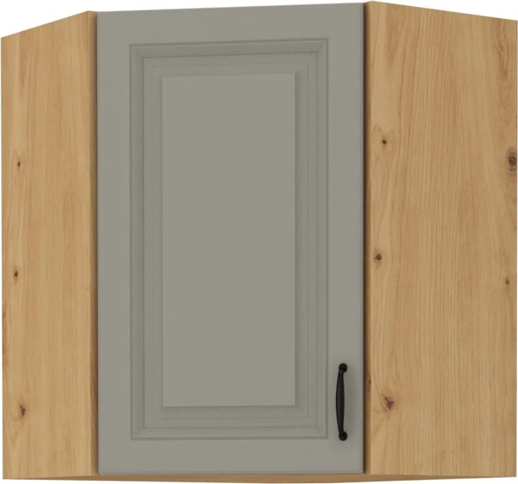 Armadietto superiore ad angolo SOPHIA - 60x60 cm, grigio chiaro / rovere artisan