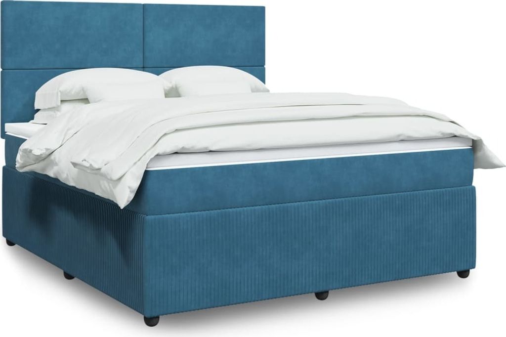 Maison Exclusive - Boxspringbett mit Matratze Blau 180x200 cm Samt