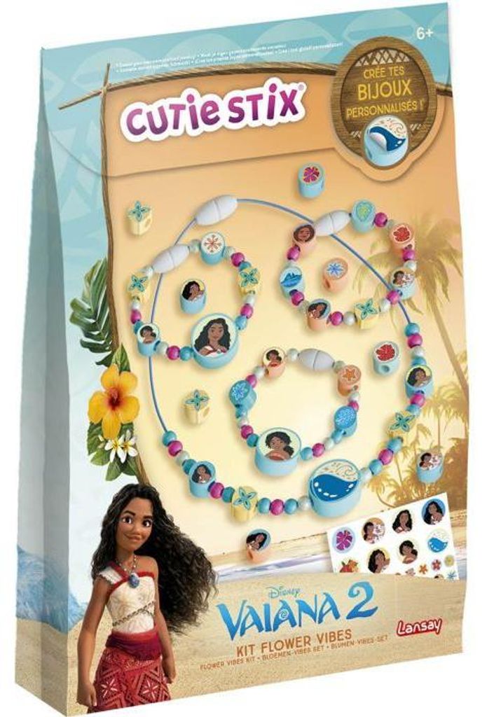 Cutie Stix Schmuck Bastelset, LANSAY, Flower Vibes, Vaiana 2 Design, Ab 6 Jahren, Halskette & Armbänder
