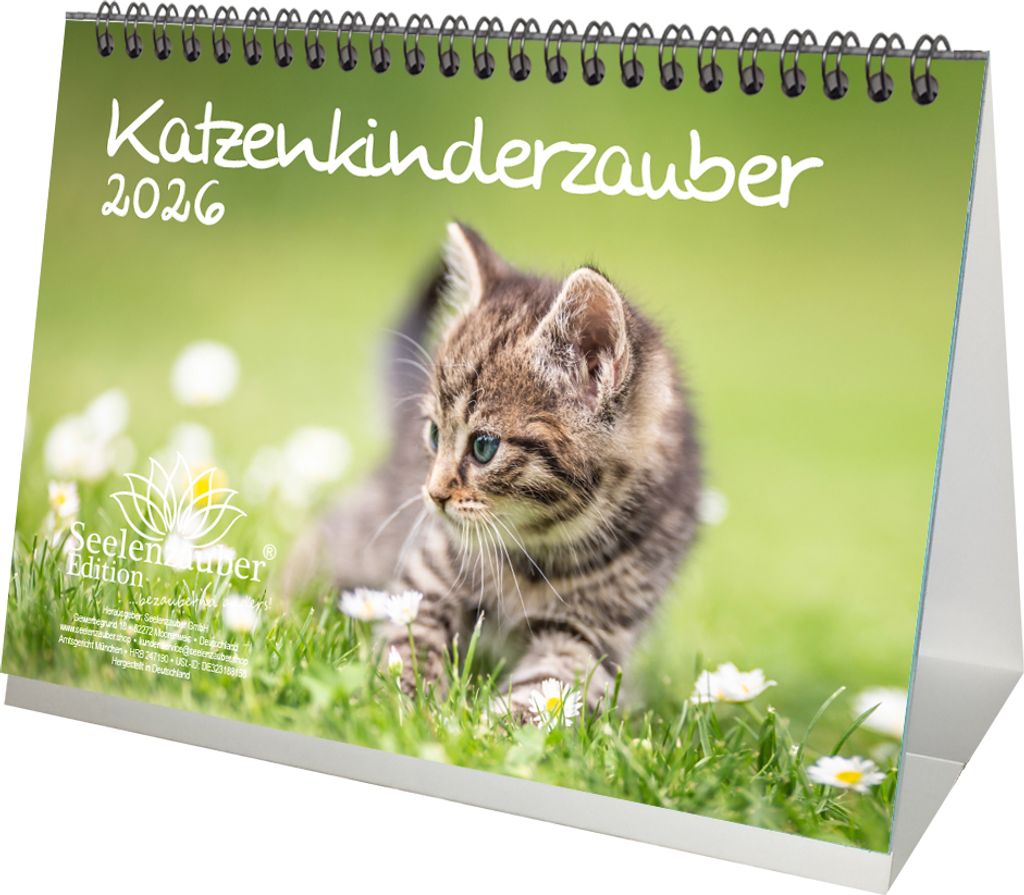 Katzenkinderzauber DIN A5 Tischkalender für 2026 Katzenkinder Katzenbabys - Seelenzauber