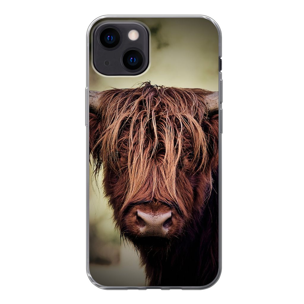 MuchoWow Handyhülle Schutzhülle Hülle für iPhone 13 Schottischer Hochländer - Licht - Porträt - Natur Silikon Softcase Handy Hülle - Karte...