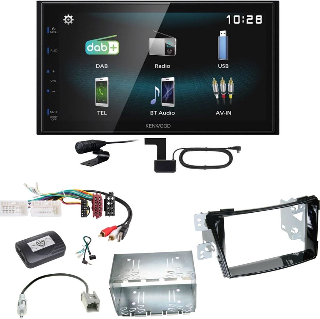 Kenwood DMX-125DAB Bluetooth MP3 USB DAB+ Autoradio Einbauset für Hyundai i40 VF
