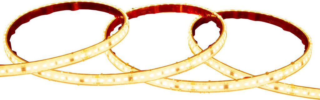 LED-Streifen Dimmbar 220V SMD Selbstgleichrichtend 120 LED/m 14W/m 1680lm/m SILICONE FLEX Breite 12mm Schnitt 10cm IP67 nach Maß 2200K Superwarm 4 m