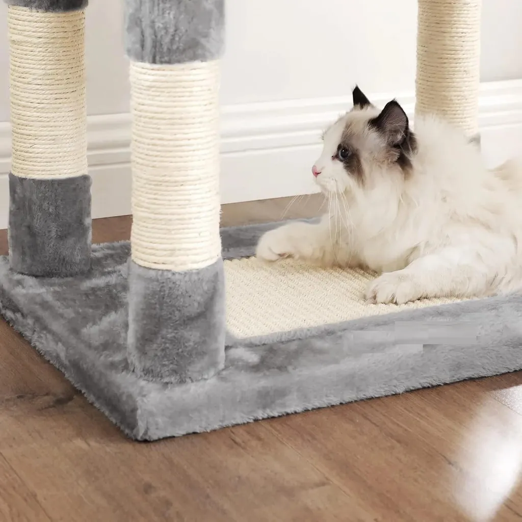 Arbre à chat 5 niveaux gris avec structure renforcée haute qualité - 4