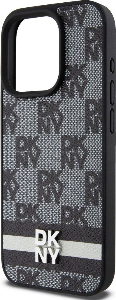 DKNY DKHCP15XPCPTSSK iPhone 15 Pro Max 6.7" schwarz hardcase Leather Checkered Mono Pattern & Printed Stripes Schutzhülle