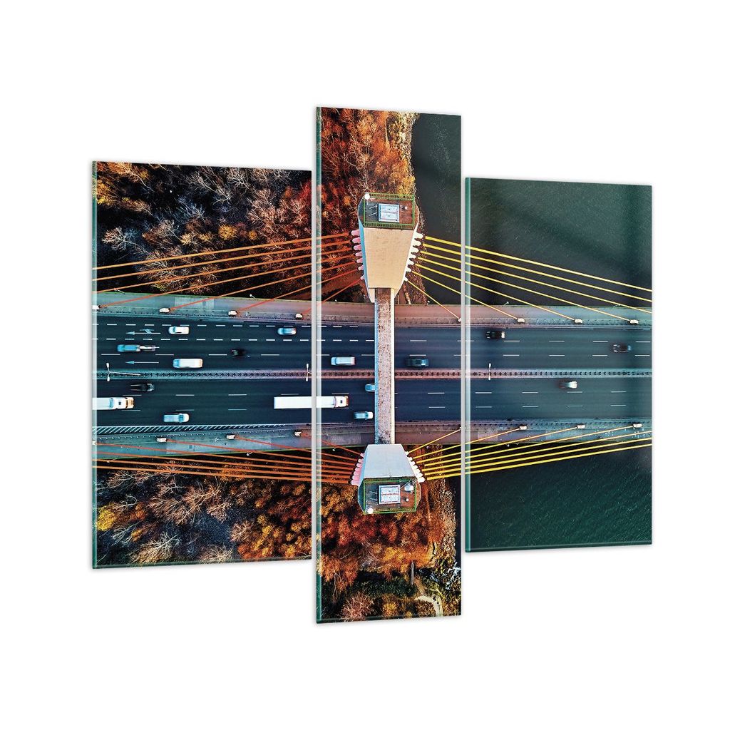 Bilder auf glas - 3 Teile - Brücke Siekierkowski Warschau - 95x80cm - Glasbilder - Wandbilder - Bilder - Wanddekoration aus Glas - Glas Bilder - W...
