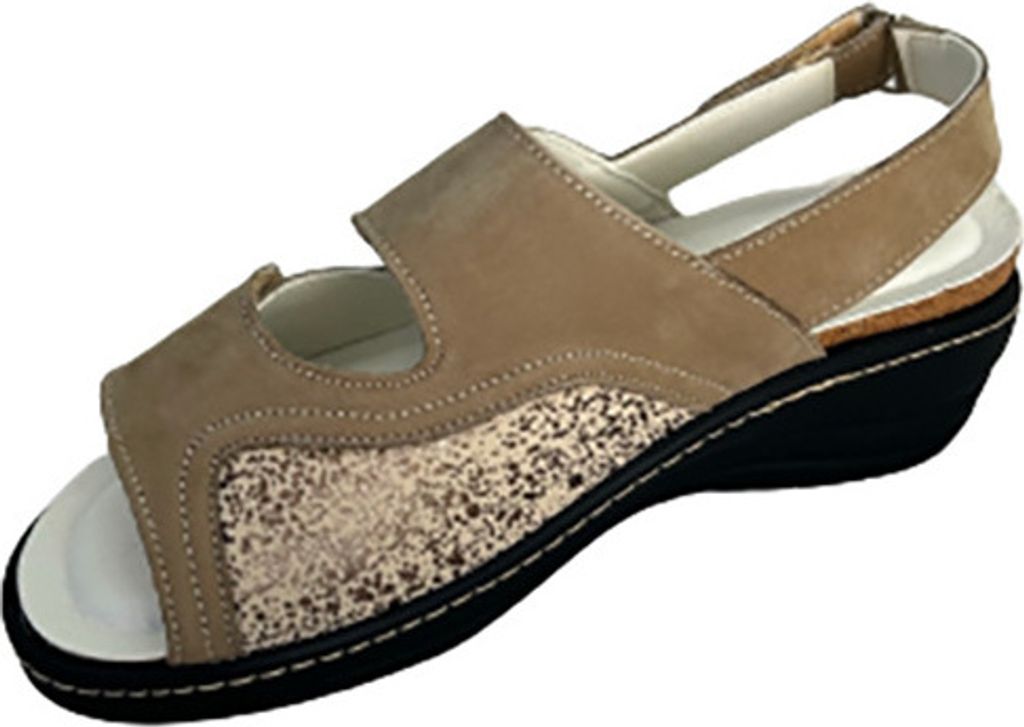 Sandaletten für Damen Slowlies Nubukleder 155 Caramel (Größe 42)