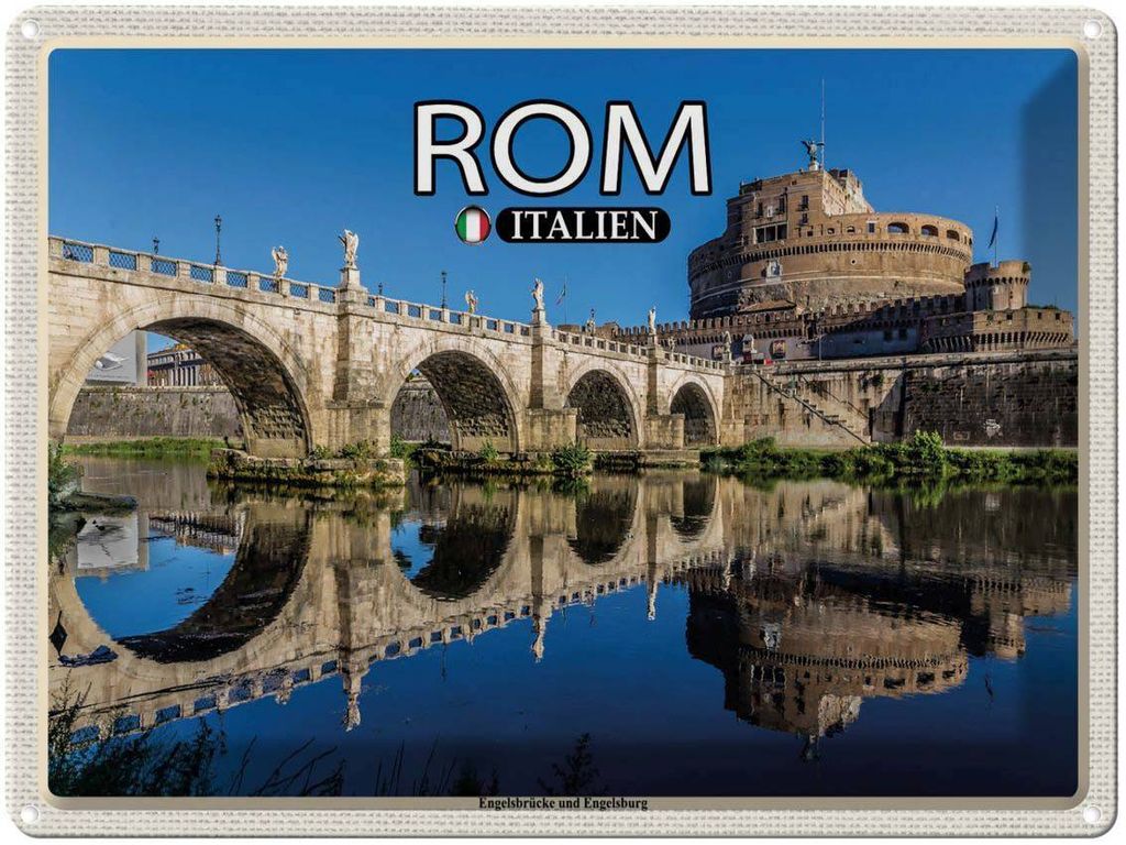 vianmo Blechschild 30x40 cm Rom Italien Engelsbrücke Engelsburg Bildmotiv Reisemotiv Abenteuer Reisen