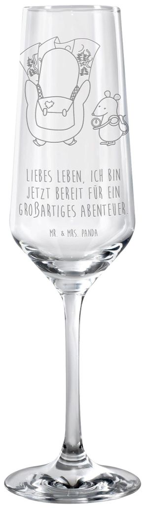 Mr. & Mrs. Panda Champagnerglas Pinguin & Maus Wanderer - Transparent - Geschenk, Wandern, Sektkelch, dekorglas, Glas, Sektglas mit Gravur, Wanderlust