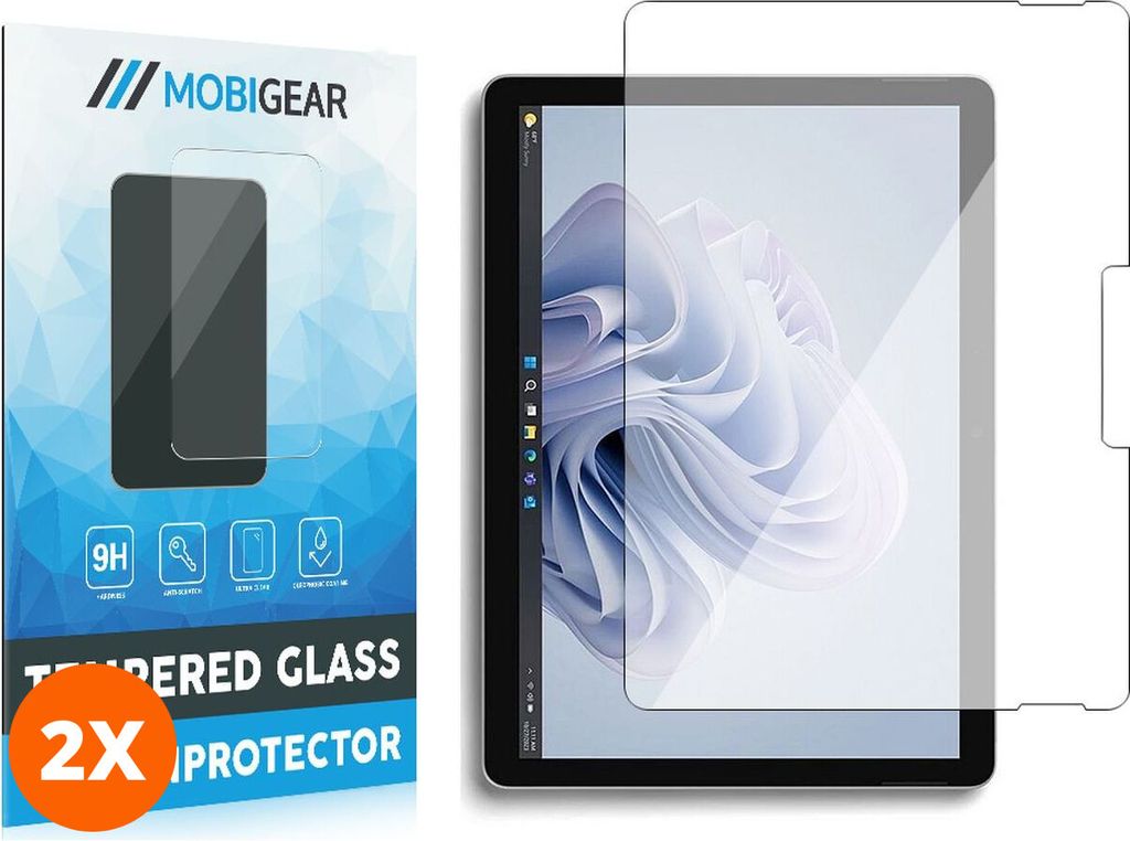 Mobigear 9.00 Microsoft Surface Go 4 Panzerglas Gehärtetes Glas Displayschutz - Hüllenfreundlich - Schwarz (2er Pack)