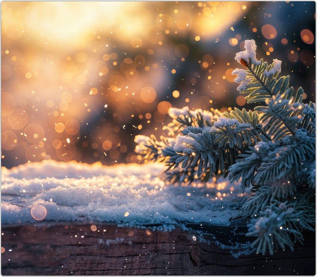 Spritzschutz Herdabdeckplatte Schneidebrett aus Glas Winterzweig Schnee 1-Teilig (60x52cm)