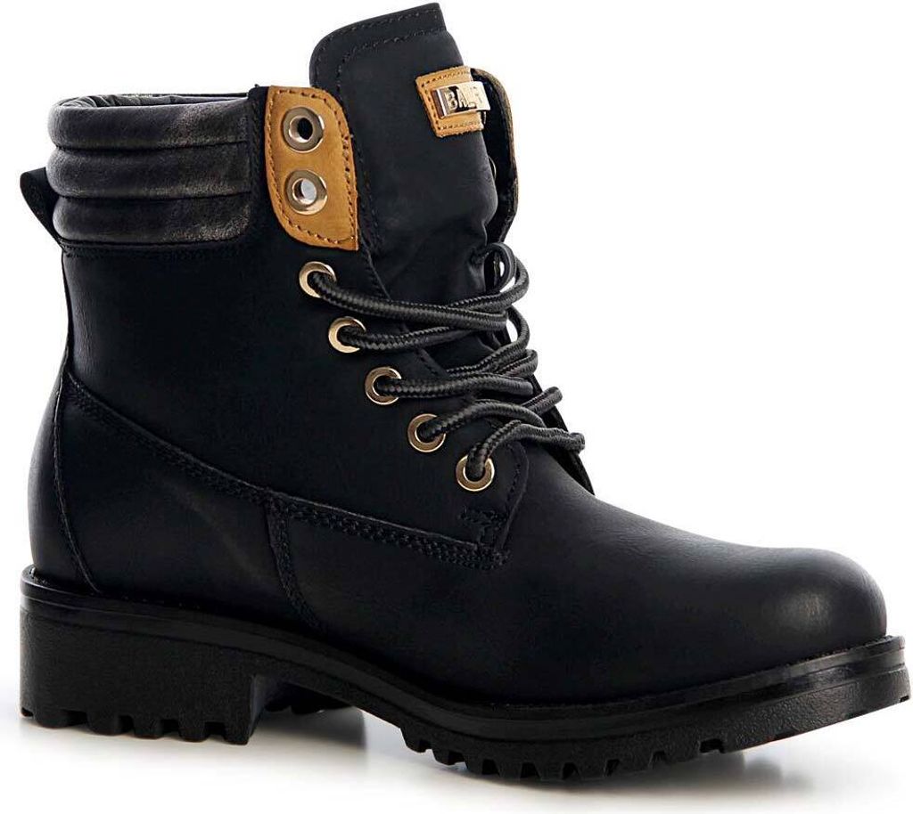 topschuhe24 1288 Damen Plateau Stiefeletten Worker Boots derby, Farbe:Schwarz, Größe:36 EU