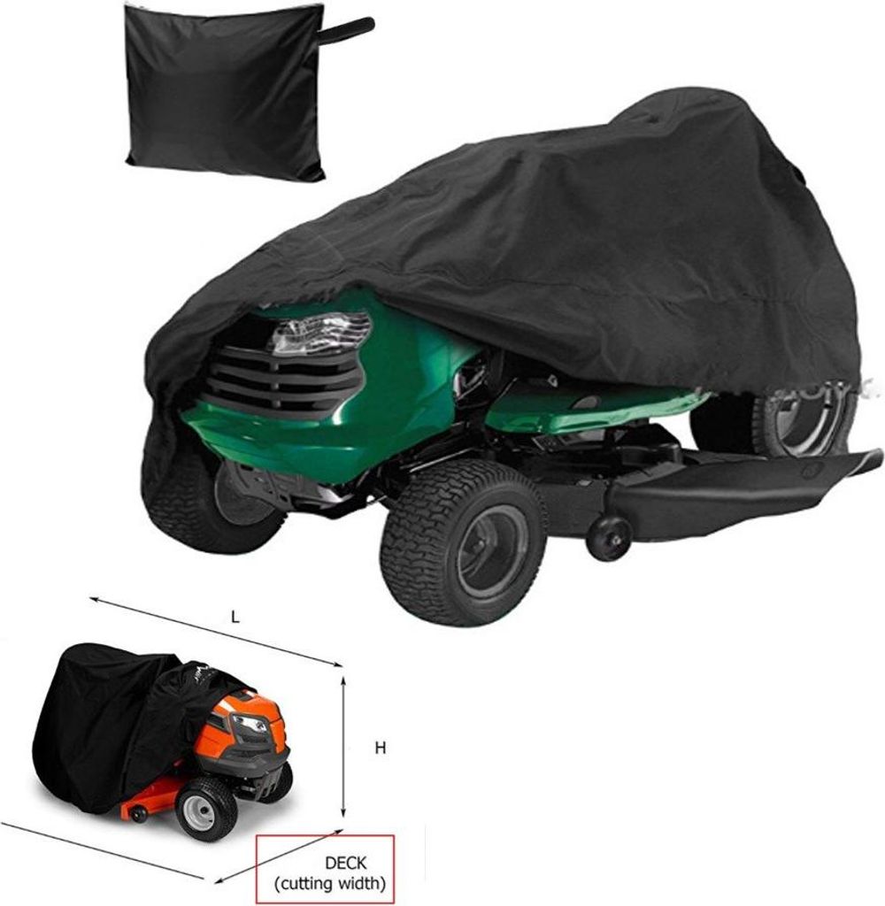 INF Wasserdichte Rasenmäher Abdeckung - 210D Oxford Staubschutz für Traktoren Schwarz XXL