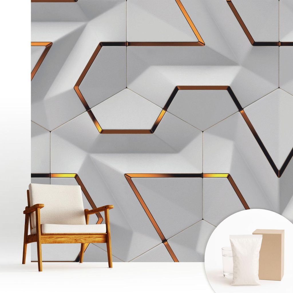 Fototapete - 250x250 cm - Tapete - Wandtapete - Wandbilder - Dekofolie - Tapete Folie - Wand - Dekoration - Wohnzimmer - Dreidimensionale Muster