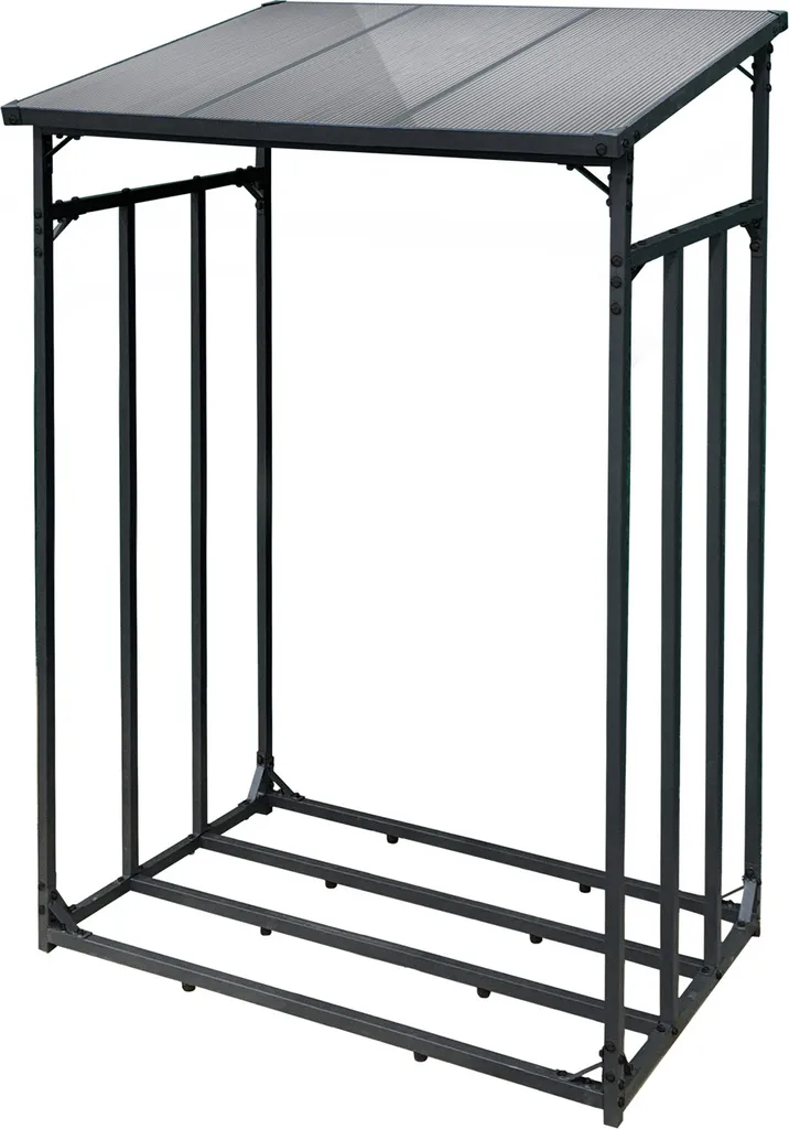 Abri Bûches Extérieur Métal 133x83x185 cm Toboli Charge 1500 kg Noir