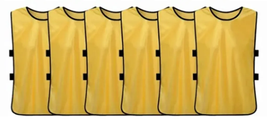 Gilet entraînement football jaune haute absorption pack de 6 sport