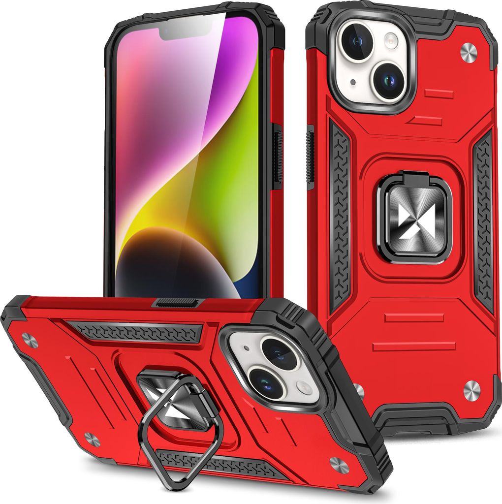 Wozinsky Ring Armor Hülle für iPhone 15 Plus Rot