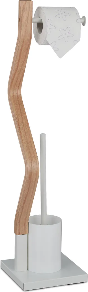 Piantana Bagno Relaxdays in Acciaio e Legno | Design Salvaspazio