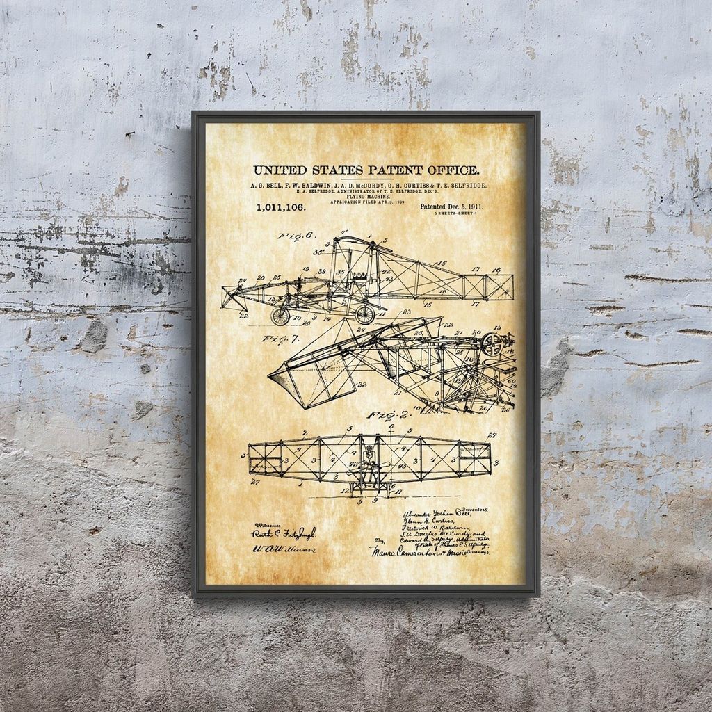 Poster - Canvas - Leinwand - 21 cm x 29,7 cm - Fotoposter - Leinwandkunst - Pat Alexander Bell-Flugmaschine