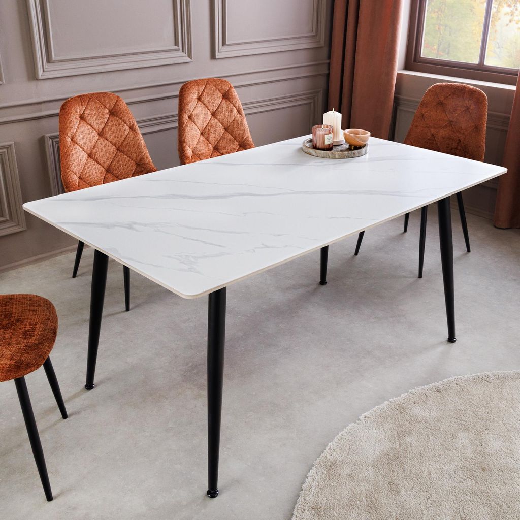 riess-ambiente Esstisch MILANO 120cm weiß schwarz Keramik Produktbild 