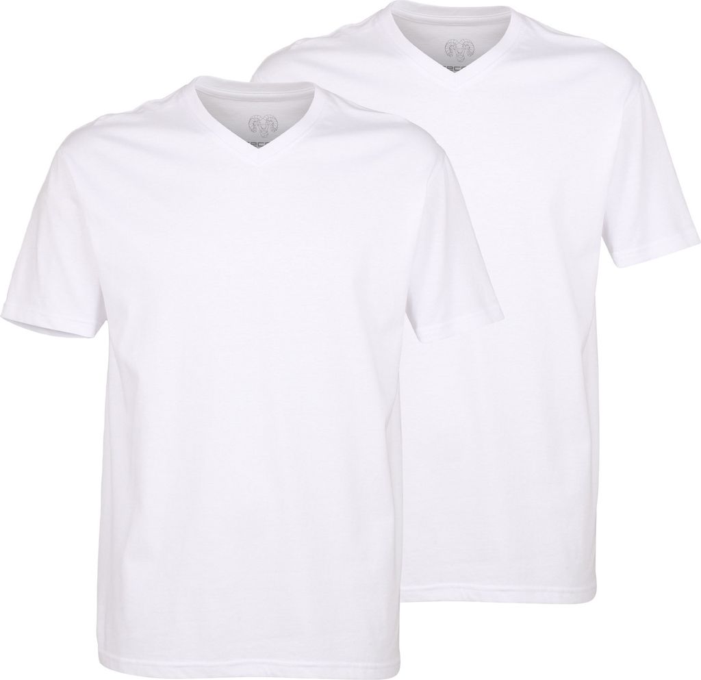 CECEBA Herren T-Shirts, 2er Pack - Konvex, V-Ausschnitt, Kurzarm, Baumwolle, uni Weiß 5XL