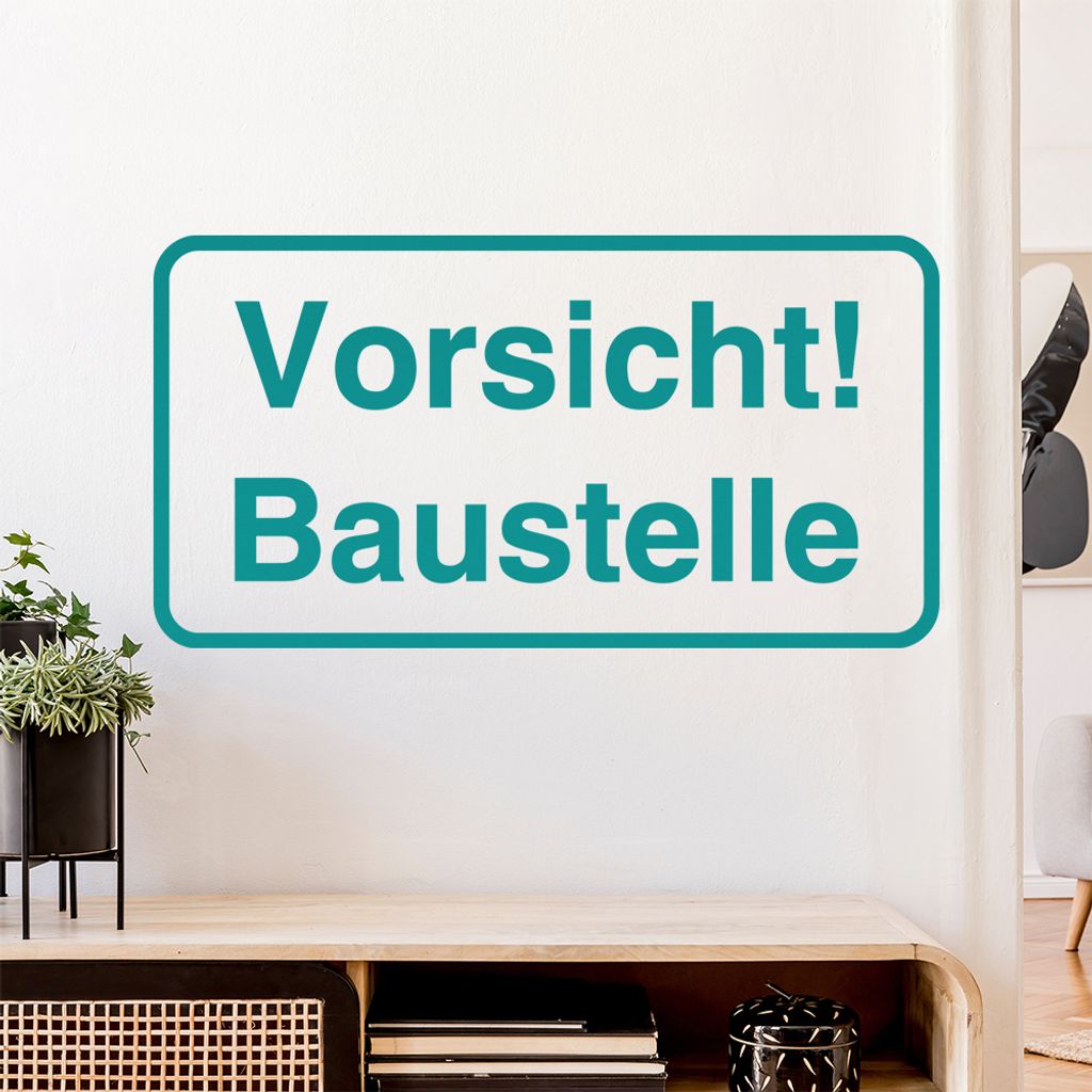 Vorischt Baustelle Achtung Wandtattoo Wandaufkleber Wall Sticker - Dekoration, Küche, Wohnzimmer, Schlafzimmer, Badezimmer