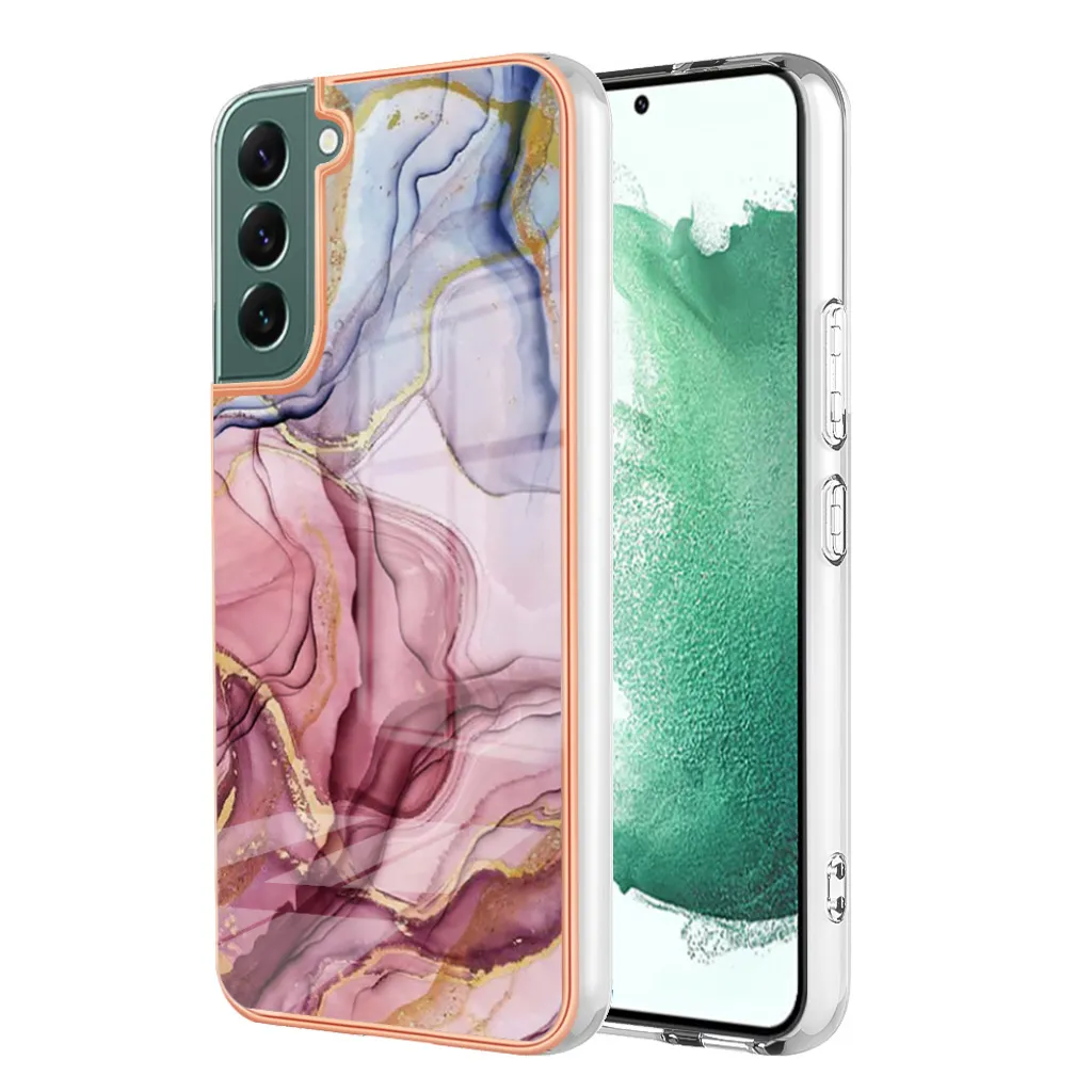 Custodia per Samsung Galaxy S23+ in silicone TPU a fantasia, paraurti antiurto Oro rosa