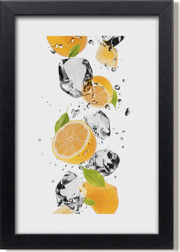 Bild 20x30 MDF-Rahmen, Wandkunst Zitronen und Wasser