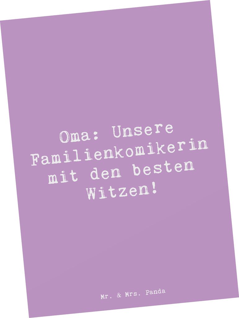 Mr. & Mrs. Panda Ansichtskarte Spruch Oma Familienkomikerin - Lavendeltraum - Geschenk, Kunstkarten, bildkarte, Postkarte, Postkarten, Witze, Groß...