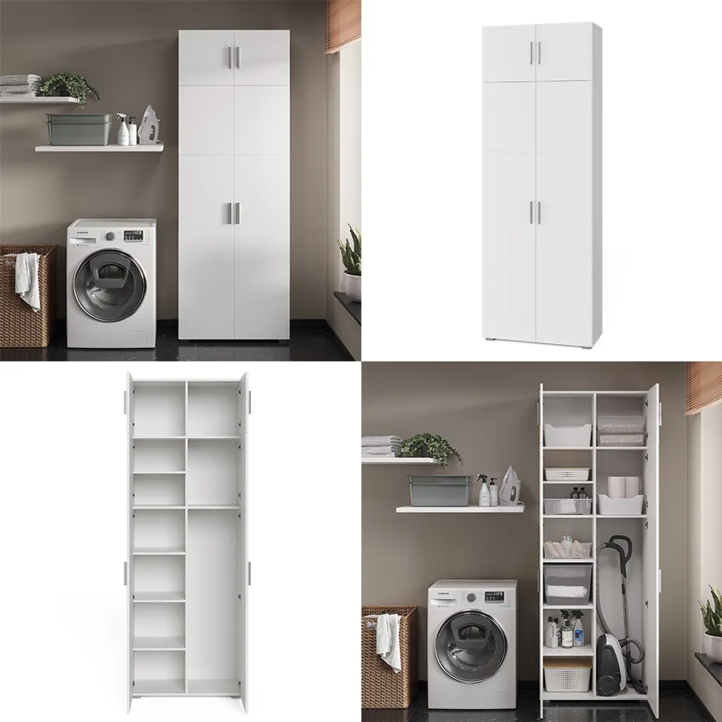 Armoire de rangement blanche multi-usage avec surmeuble Vicco Ingo 80 cm - 8