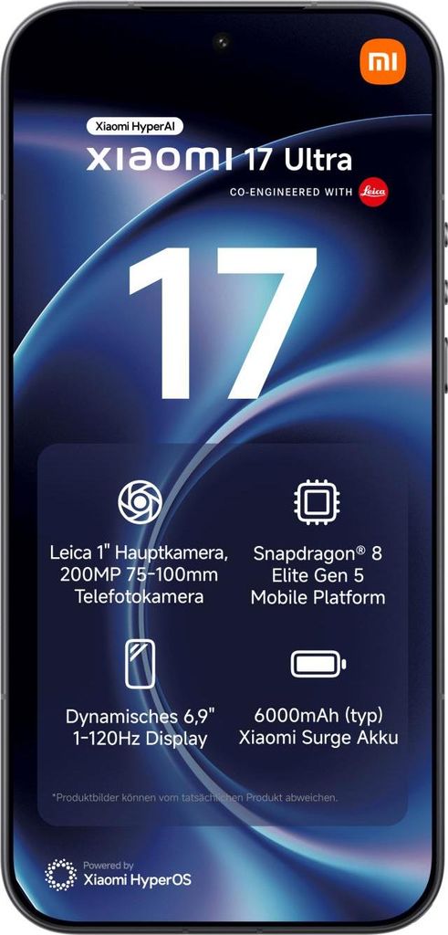 Xiaomi 17 Ultra Schwarz 16 Gigabyte 512 Gigabyte Produktbild 