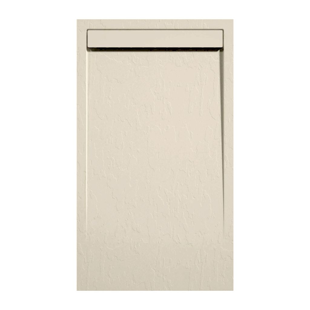 Mineralguss-Duschwanne extra flach CLEVER Schieferoptik BEIGE 70x130 cm Auslaufschutz in Farbe