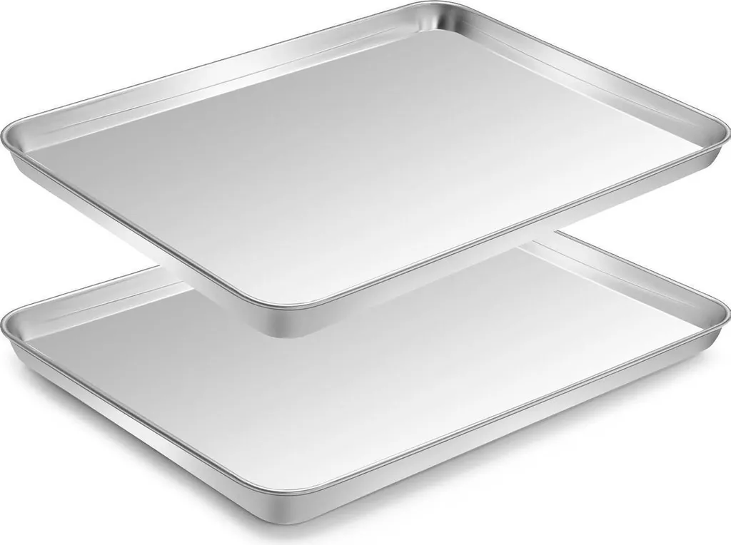 Set 2 Teglie Rettangolari in Acciaio per Dolci e Pizza | 26.5 x 20.5 cm