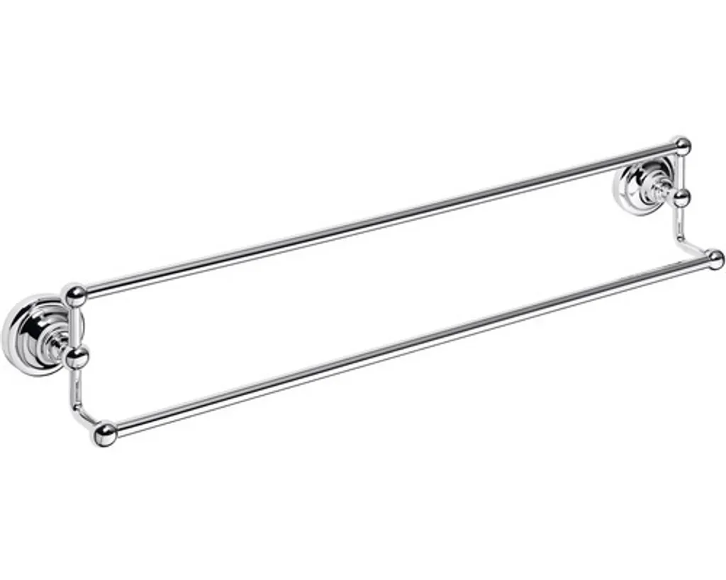 Porte-serviettes RETRO en laiton chromé 66,5cm, double barre robuste