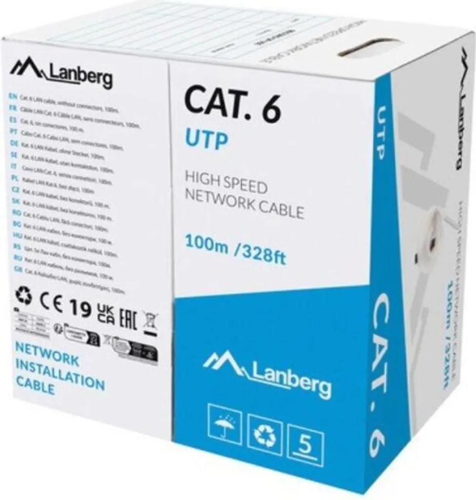 Lanberg LCU6-11CU-0100-S Cavo Rete Cat.6 UTP 100m Rame Puro Fluke Passed