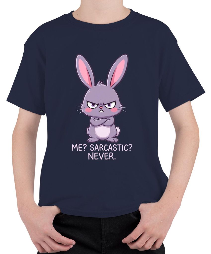 Me Sarcastic Never grumpy bunny lila Hase lustig Geschenk Ostern Uni Kinder T-Shirt, Navy, 104