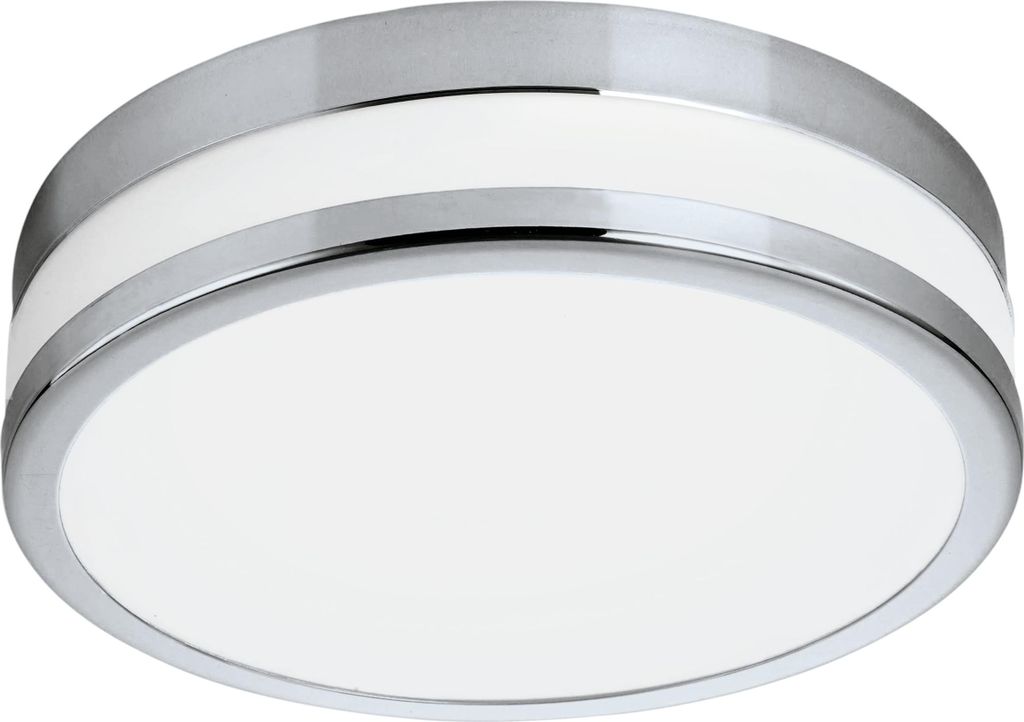 EGLO Badezimmer-Deckenlampe LED Parlermo, Deckenleuchte aus Metall in Chrom und Glas in Weiß, Ø 29,5 cm, IP44