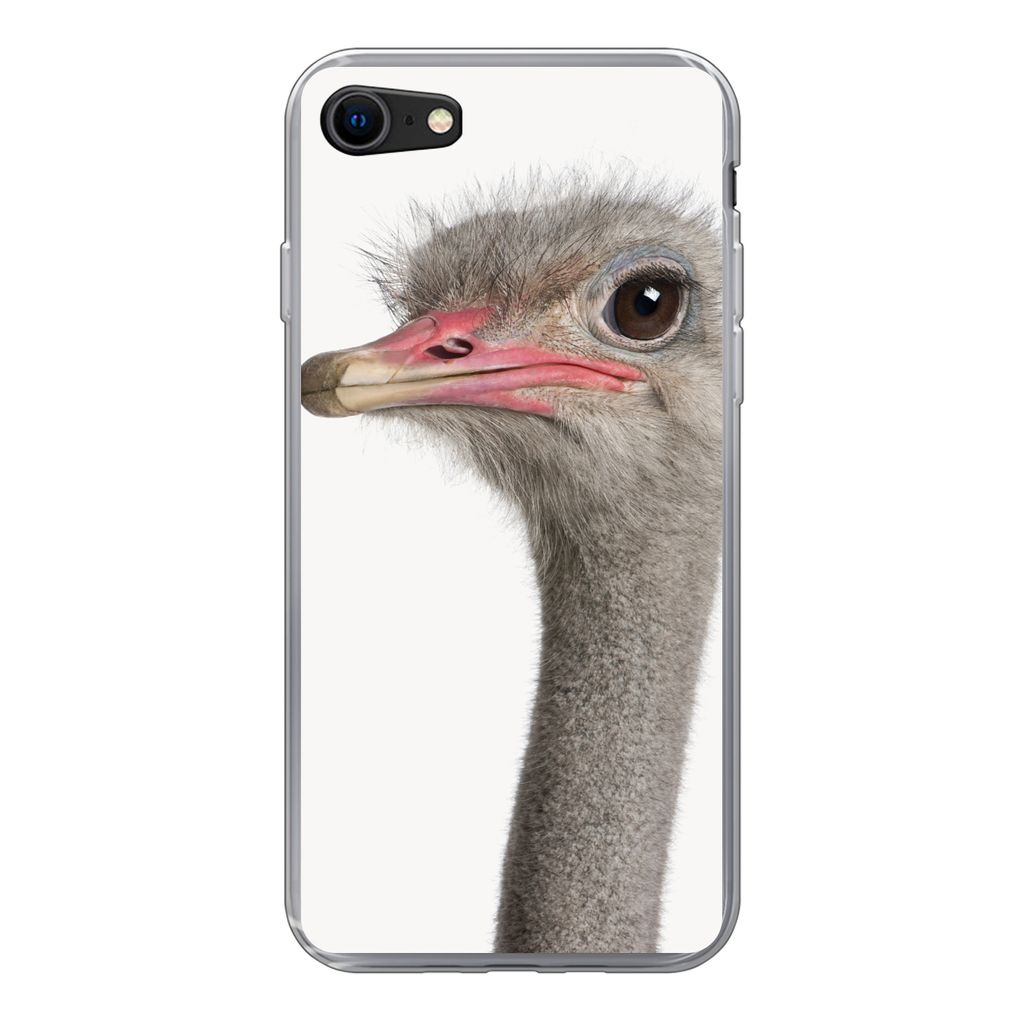 MuchoWow Handyhülle Schutzhülle Hülle für iPhone 8 Strauß - Tiere - Kinder - Jungen - Mädchen - Vogel Silikon Softcase Handy Hülle - Schut...