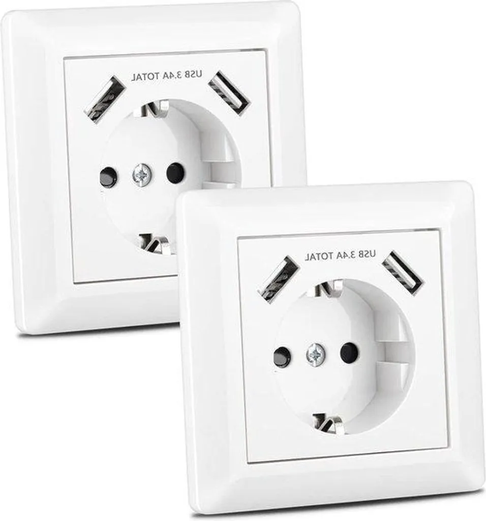 Double prise USB Schuko 3,4A fini les chargeurs perdus prise murale