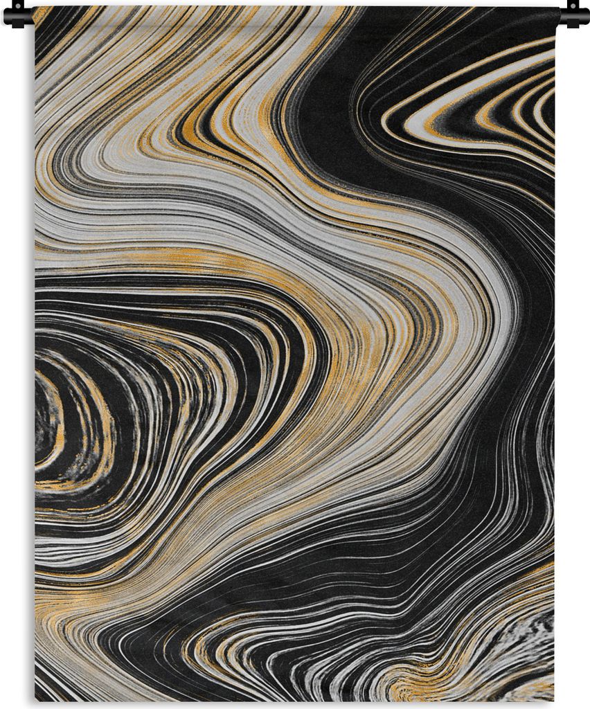 MuchoWow Wandteppich Wandbehang Marmor - Schwarz - Linie 90x120 cm Tapisserie Dekoration Wandtuch - Wanddeko