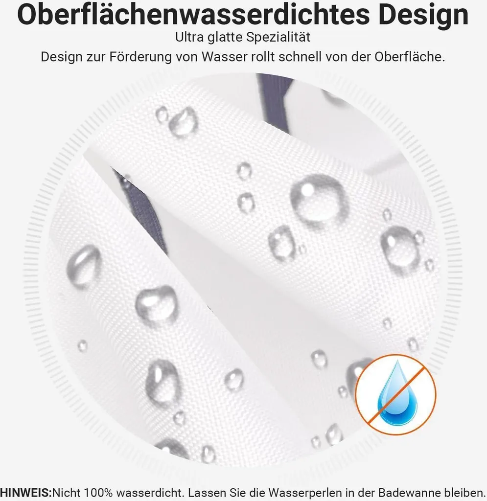 Rideau de douche 100x180 anti-moisissure textile imperméable blanc