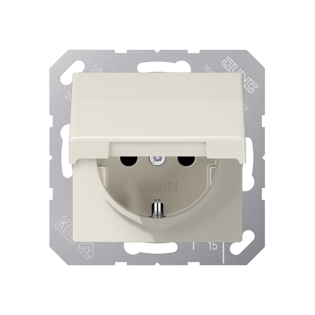 JUNG AS500, AS1520KIKL SCHUKO-Steckdose mit Klappdeckel weiß cremeweiß