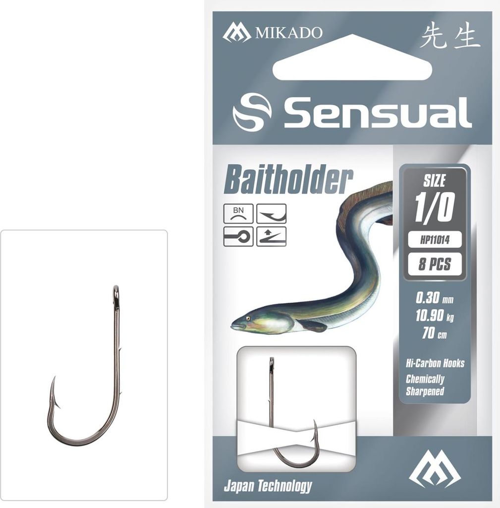 8 x MIKADO Baitholder 70cm gebundene Haken Aalhaken Wurmhaken #2 / Ø 0,28mm