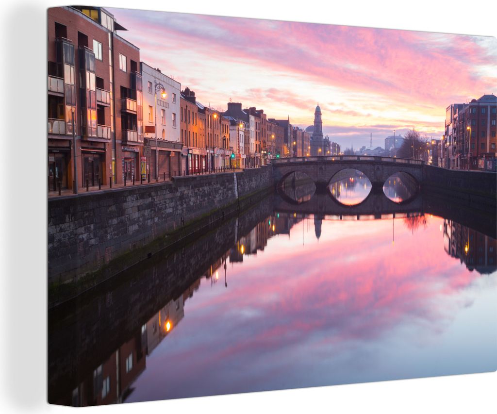 OneMillionCanvasses - Leinwandbilder - 150x100 cm, Sonnenaufgang in Dublin, Wandbilder Kunstdruck Wanddekoration