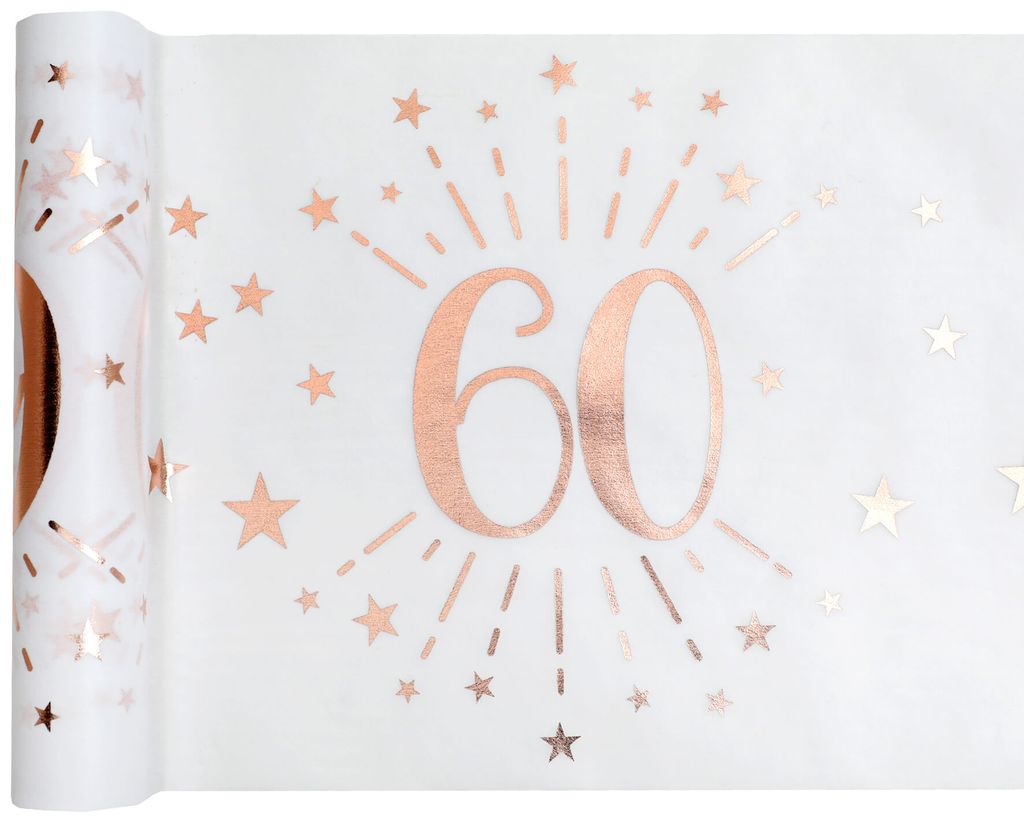 60. Geburtstag roségold Tischläufer 5 m x 30 cm Zahl 60 Produktbild 