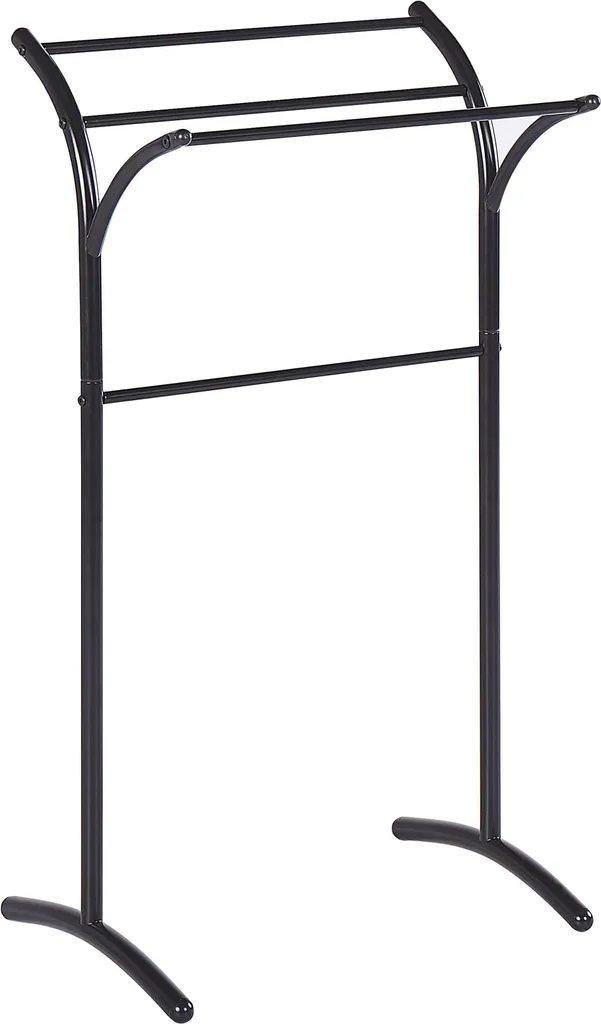 Porte-serviette 3 branches en métal noir brillant au design minimaliste