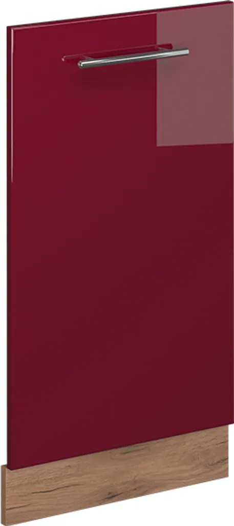 Vicco Pannello frontale della lavastoviglie Fame-Line, 45 cm senza piano di lavoro, Rosso bordeaux lucido/Quercia dorata
